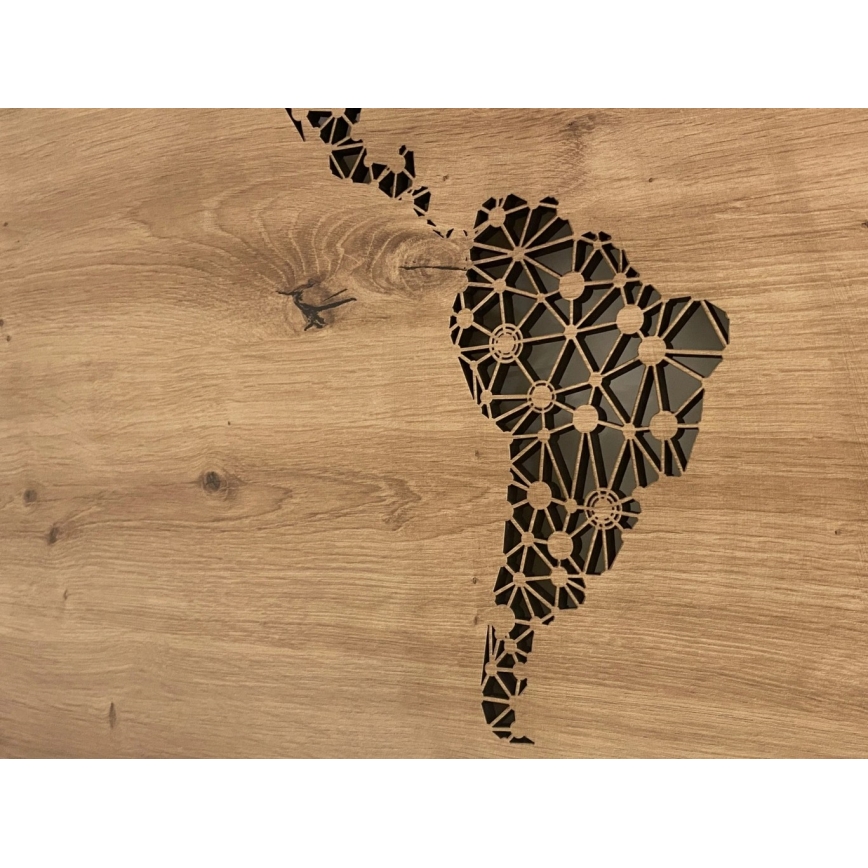 Li-Go 4457/A/4 - LED dimeriu reguliuojama sieninė dekoracija LED/10W/5V 30000 mAh 120x60 cm ąžuolas/Pasaulio žemėlapis