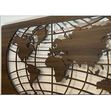 Li-Go 4709/DUB2 - LED RGBW dimeriuojama sieninė dekoracija LED/24W/230V 125x74 cm ąžuolas/pasaulio žemėlapis paralelės + su nuotoliniu pulteliu