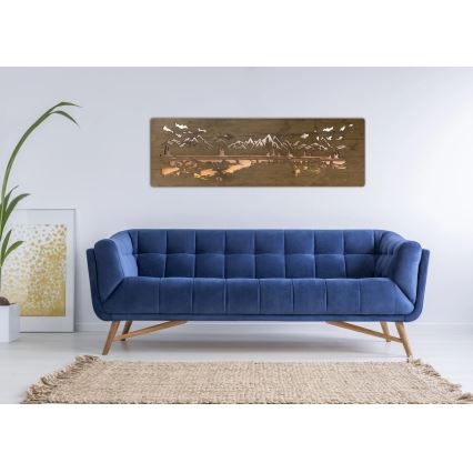 Li-Go 4778/A/4 - Reguliuojama LED sieninė dekoracija LED/10W/5V 30000 mAh 120x40 cm Ąžuolas/Ežeras