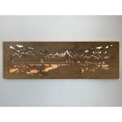 Li-Go 4778/A/4 - Reguliuojama LED sieninė dekoracija LED/10W/5V 30000 mAh 120x40 cm Ąžuolas/Ežeras