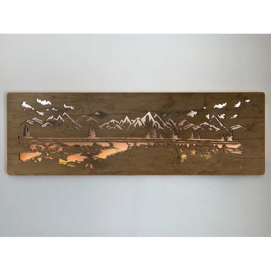 Li-Go 4778/A/4 - Reguliuojama LED sieninė dekoracija LED/10W/5V 30000 mAh 120x40 cm Ąžuolas/Ežeras