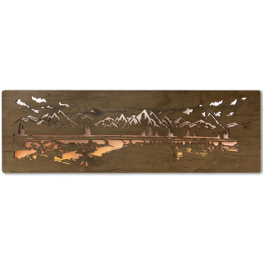 Li-Go 4778/A/4 - Reguliuojama LED sieninė dekoracija LED/10W/5V 30000 mAh 120x40 cm Ąžuolas/Ežeras