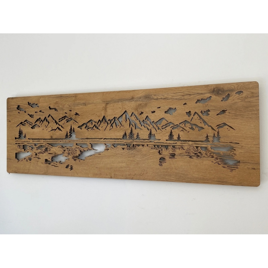 Li-Go 4778/A/4 - Reguliuojama LED sieninė dekoracija LED/10W/5V 30000 mAh 120x40 cm Ąžuolas/Ežeras