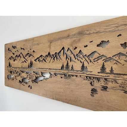 Li-Go 4778/A/4 - Reguliuojama LED sieninė dekoracija LED/10W/5V 30000 mAh 120x40 cm Ąžuolas/Ežeras