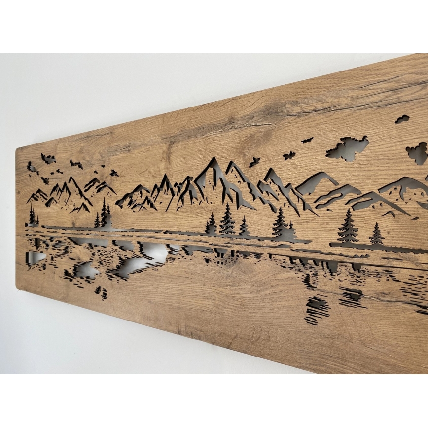 Li-Go 4778/A/4 - Reguliuojama LED sieninė dekoracija LED/10W/5V 30000 mAh 120x40 cm Ąžuolas/Ežeras