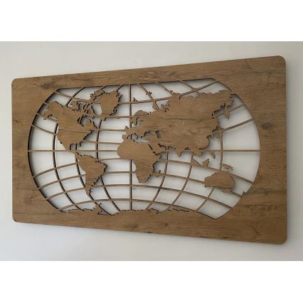 Li-Go 4868/DUB2 - Dimeriuojama LED sieninė dekoracija LED/24W/230V 110x60 cm ąžuolas/Pasaulio žemėlapis (paralelės)