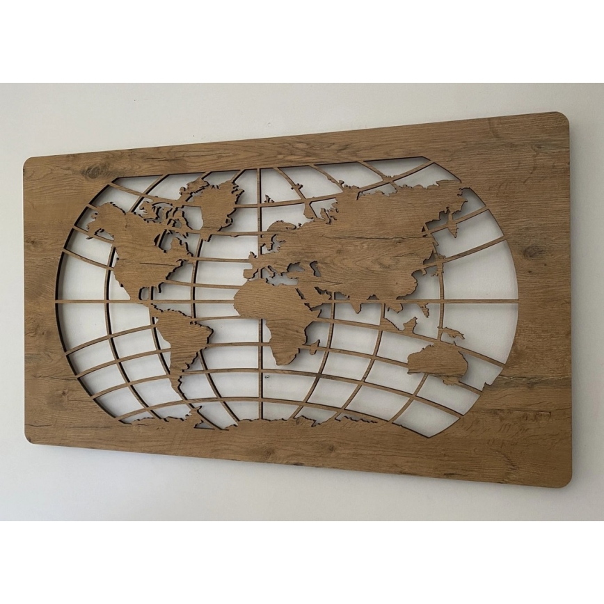 Li-Go 4868/DUB2 - Dimeriuojama LED sieninė dekoracija LED/24W/230V 110x60 cm ąžuolas/Pasaulio žemėlapis (paralelės)