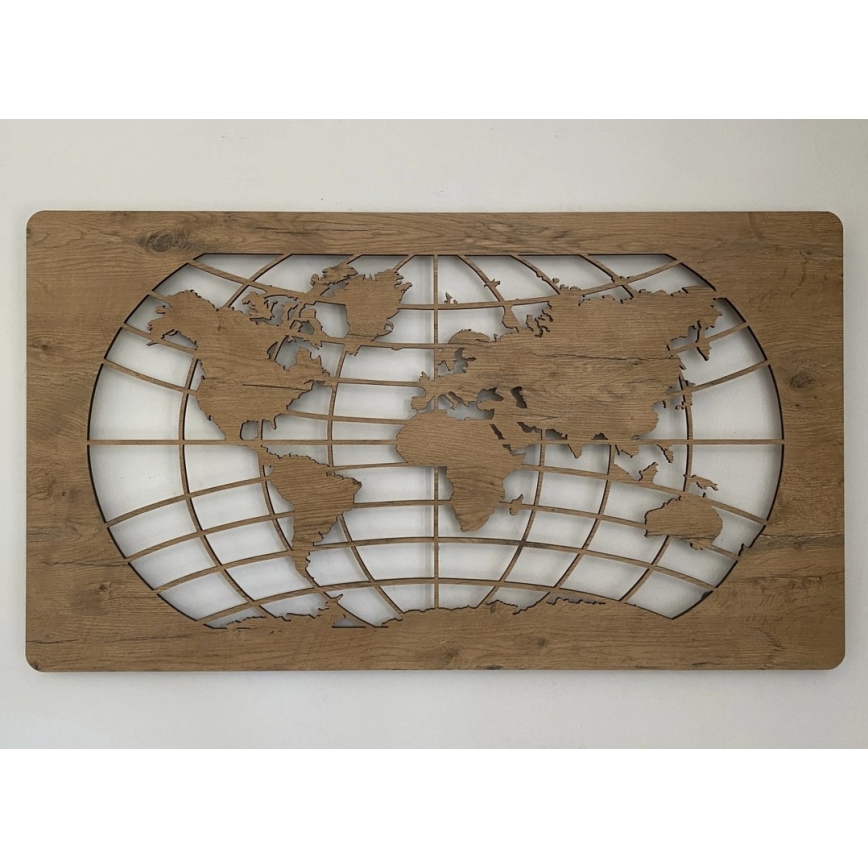 Li-Go 4868/DUB2 - Dimeriuojama LED sieninė dekoracija LED/24W/230V 110x60 cm ąžuolas/Pasaulio žemėlapis (paralelės)