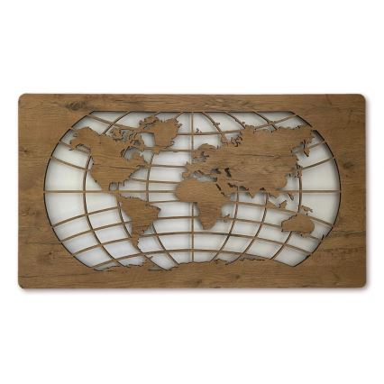 Li-Go 4868/DUB2 - Dimeriuojama LED sieninė dekoracija LED/24W/230V 110x60 cm ąžuolas/Pasaulio žemėlapis (paralelės)