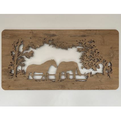 Li-Go 5012/B/4 - Dimeriuojama LED sieninė dekoracija LED/10W/5V 30000 mAh 120x60 cm ąžuolas/žirgai + nuotolinis valdymas