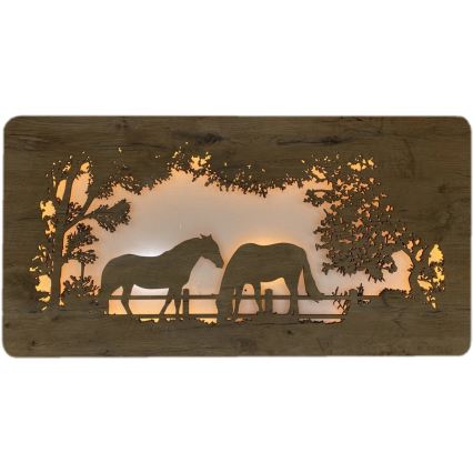 Li-Go 5012/B/4 - Dimeriuojama LED sieninė dekoracija LED/10W/5V 30000 mAh 120x60 cm ąžuolas/žirgai + nuotolinis valdymas