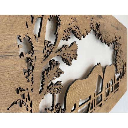 Li-Go 5012/B/4 - Dimeriuojama LED sieninė dekoracija LED/10W/5V 30000 mAh 120x60 cm ąžuolas/žirgai + nuotolinis valdymas