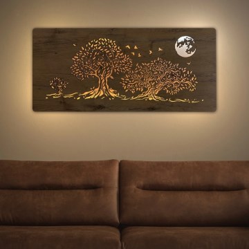Li-Go 5042/DUB2 - LED dimeriuojama sieninė dekoracija LED/24W/230V 110x50 cm ąžuolas/Trys ąžuolai ir mėnulis
