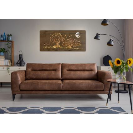 Li-Go 5042/DUB2 - LED dimeriuojama sieninė dekoracija LED/24W/230V 110x50 cm ąžuolas/Trys ąžuolai ir mėnulis