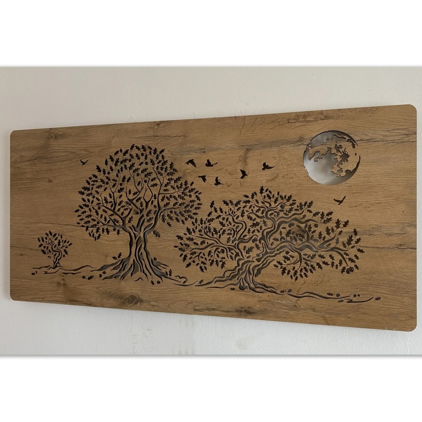 Li-Go 5042/DUB2 - LED dimeriuojama sieninė dekoracija LED/24W/230V 110x50 cm ąžuolas/Trys ąžuolai ir mėnulis