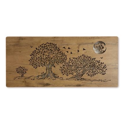 Li-Go 5042/DUB2 - LED dimeriuojama sieninė dekoracija LED/24W/230V 110x50 cm ąžuolas/Trys ąžuolai ir mėnulis