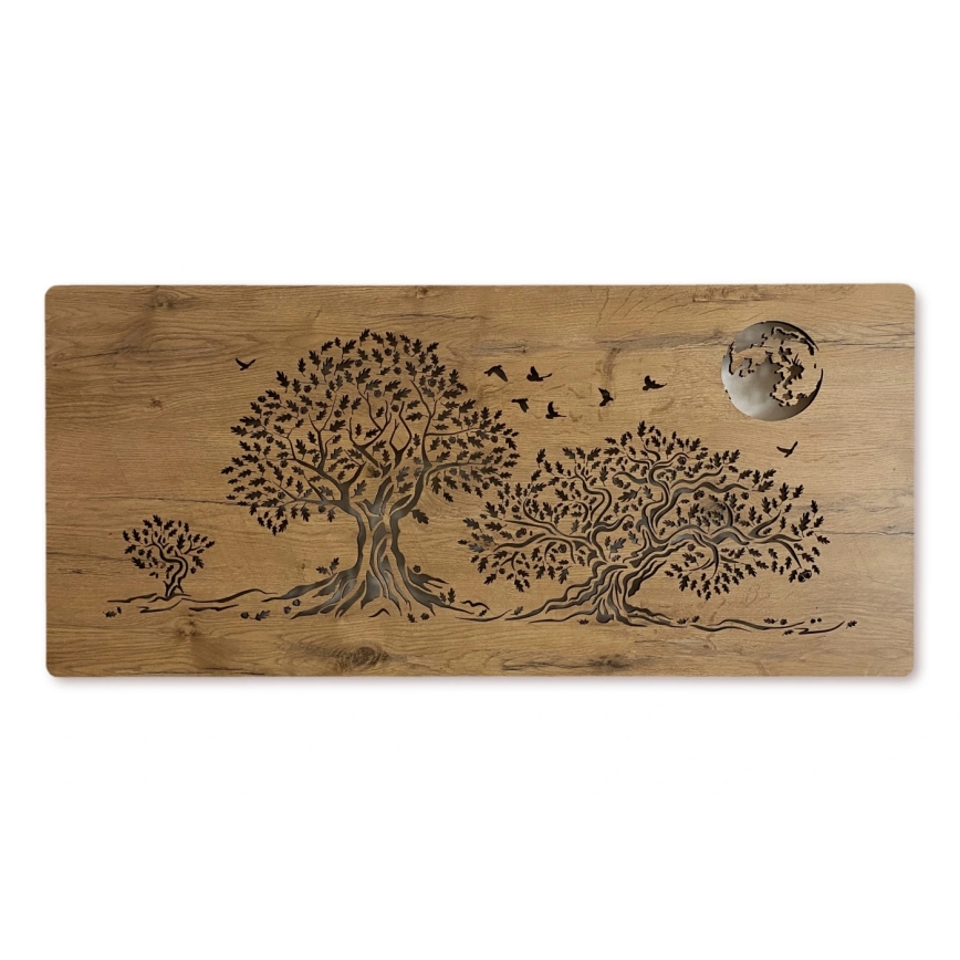 Li-Go 5042/DUB2 - LED dimeriuojama sieninė dekoracija LED/24W/230V 110x50 cm ąžuolas/Trys ąžuolai ir mėnulis