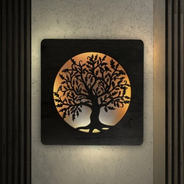 Li-Go 5275/DUB2 - Dimeriuojamas LED laikrodis LED/10W/5V 20000 mAh 42x42 cm ąžuolas/Ąžuolas apskritime + nuotolinio valdymo pultas