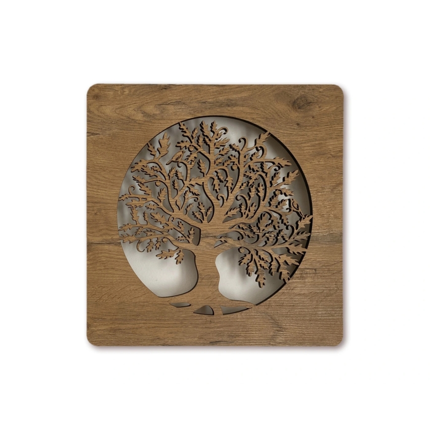 Li-Go 5275/DUB2 - Dimeriuojamas LED laikrodis LED/10W/5V 20000 mAh 42x42 cm ąžuolas/Ąžuolas apskritime + nuotolinio valdymo pultas