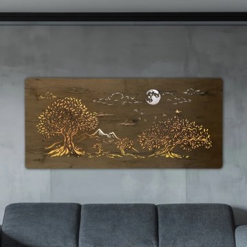 Li-Go 5478/DUB2 - LED dimeriuojama sieninė dekoracija LED/24W/230V 130x60 cm ąžuolas/Keturi ąžuolai ir mėnulis