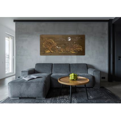 Li-Go 5478/DUB2 - LED reguliuojamo ryškumo sieninė dekoracija LED/24W/230V 130x60 cm ąžuolas/Keturi ąžuolai ir mėnulis
