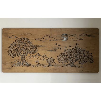 Li-Go 5478/DUB2 - LED reguliuojamo ryškumo sieninė dekoracija LED/24W/230V 130x60 cm ąžuolas/Keturi ąžuolai ir mėnulis