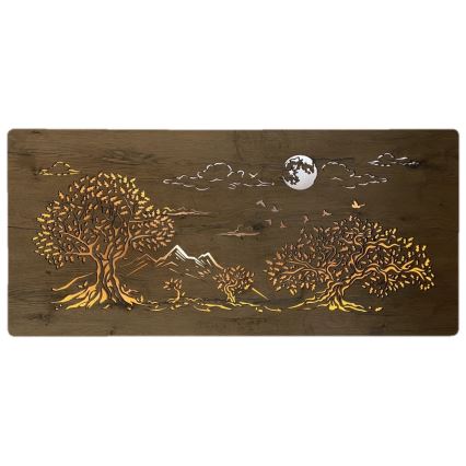 Li-Go 5478/DUB2 - LED reguliuojamo ryškumo sieninė dekoracija LED/24W/230V 130x60 cm ąžuolas/Keturi ąžuolai ir mėnulis