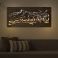Li-Go 5589/A/DUB2 - LED dimeriuojama sieninė dekoracija LED/10W/5V 30000 mAh 110x50 cm ąžuolas/Kalnai su paukščiais