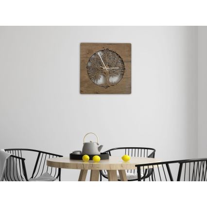 Li-Go 5652/DUB2 - reguliuojamas LED laikrodis LED/10W/5V 20000 mAh 42x42 cm ąžuolas/Ąžuolas ratu + nuotolinis valdymas