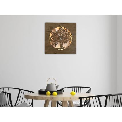 Li-Go 5652/DUB2 - reguliuojamas LED laikrodis LED/10W/5V 20000 mAh 42x42 cm ąžuolas/Ąžuolas ratu + nuotolinis valdymas