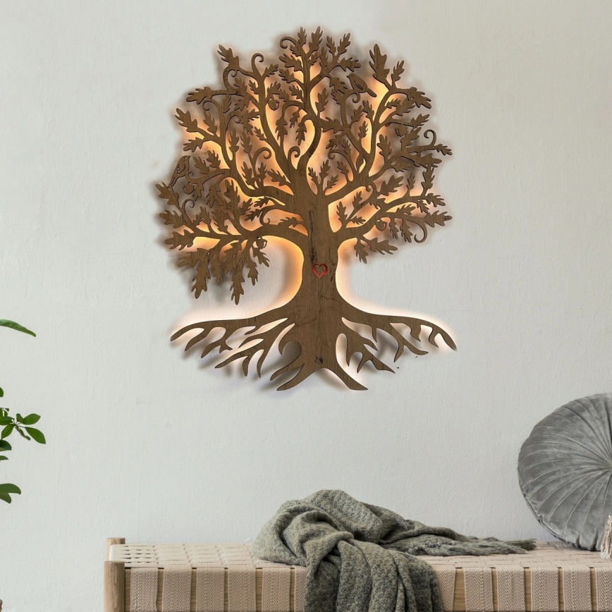 Li-Go 5732/DUB/S2 - reguliuojama LED sieninė dekoracija LED/10W/5V 20000 mAh 68x80 cm ąžuolas