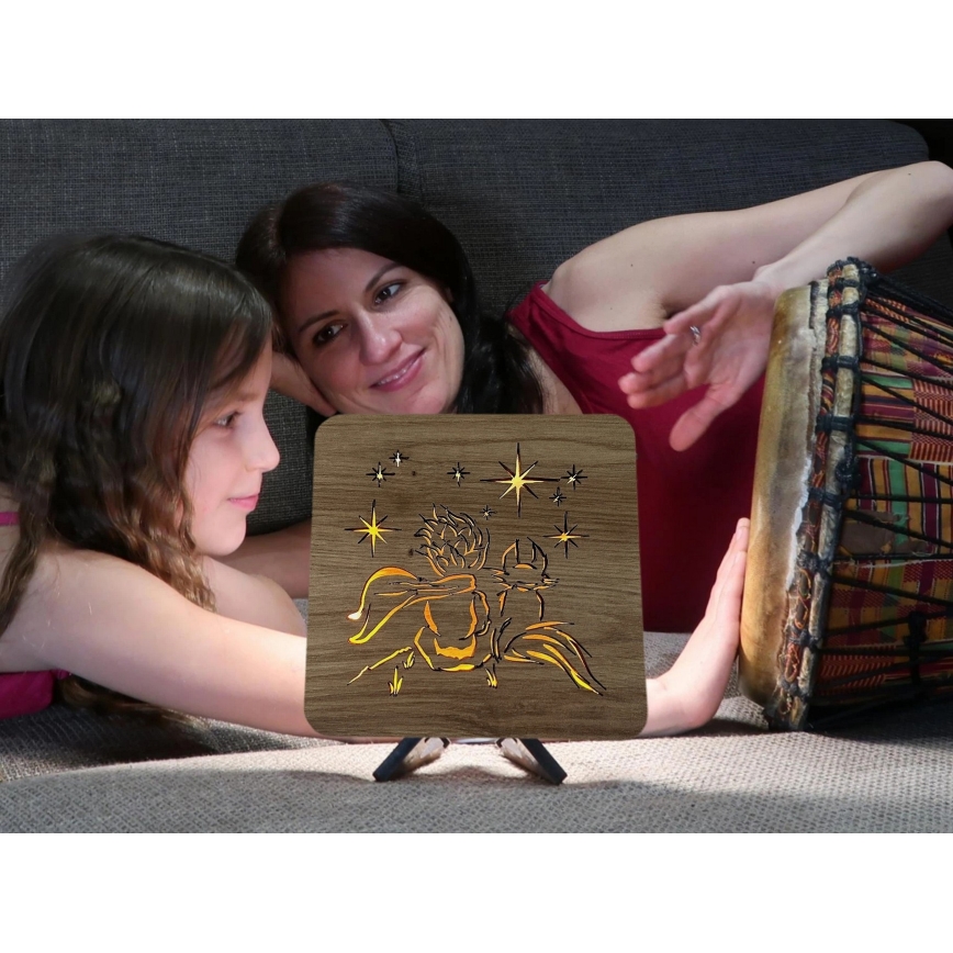 Li-Go 5788/DUB2 - LED stalinė dekoracija LED/12W/230V 19x19 cm ąžuolas/Mažasis princas