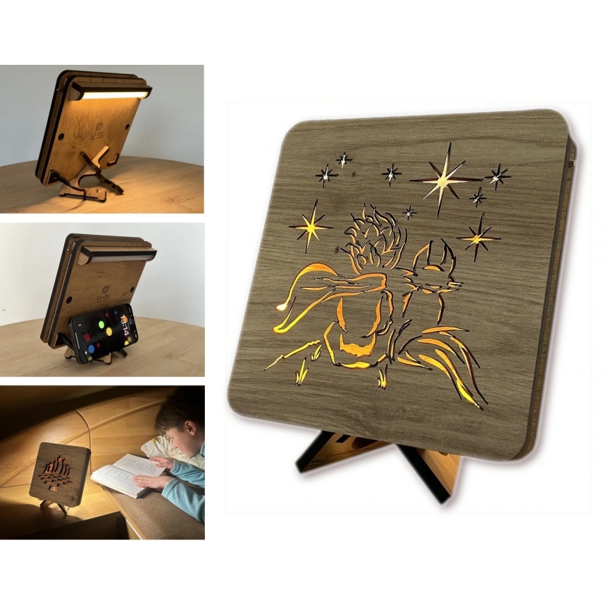 Li-Go 5788/DUB2 - LED stalinė dekoracija LED/12W/230V 19x19 cm ąžuolas/Mažasis princas