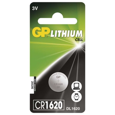 Ličio baterijos  (tabletė) CR1620 GP LITHIUM 3V/75 mAh