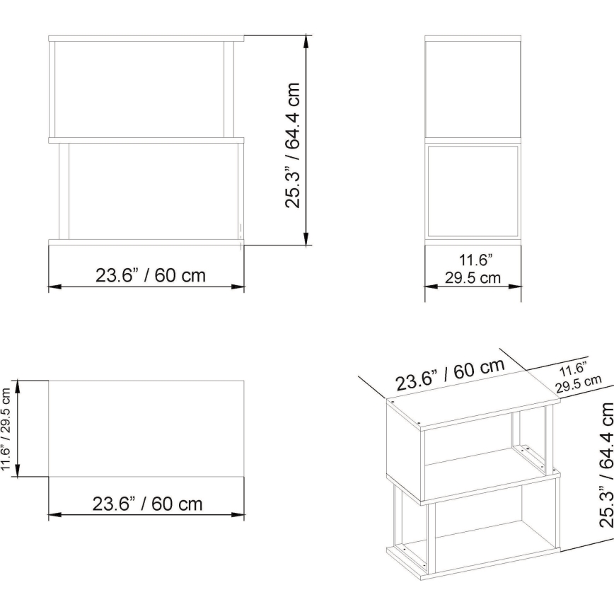 Lentynėlės dalis LIMA 64x60 cm balta/ruda