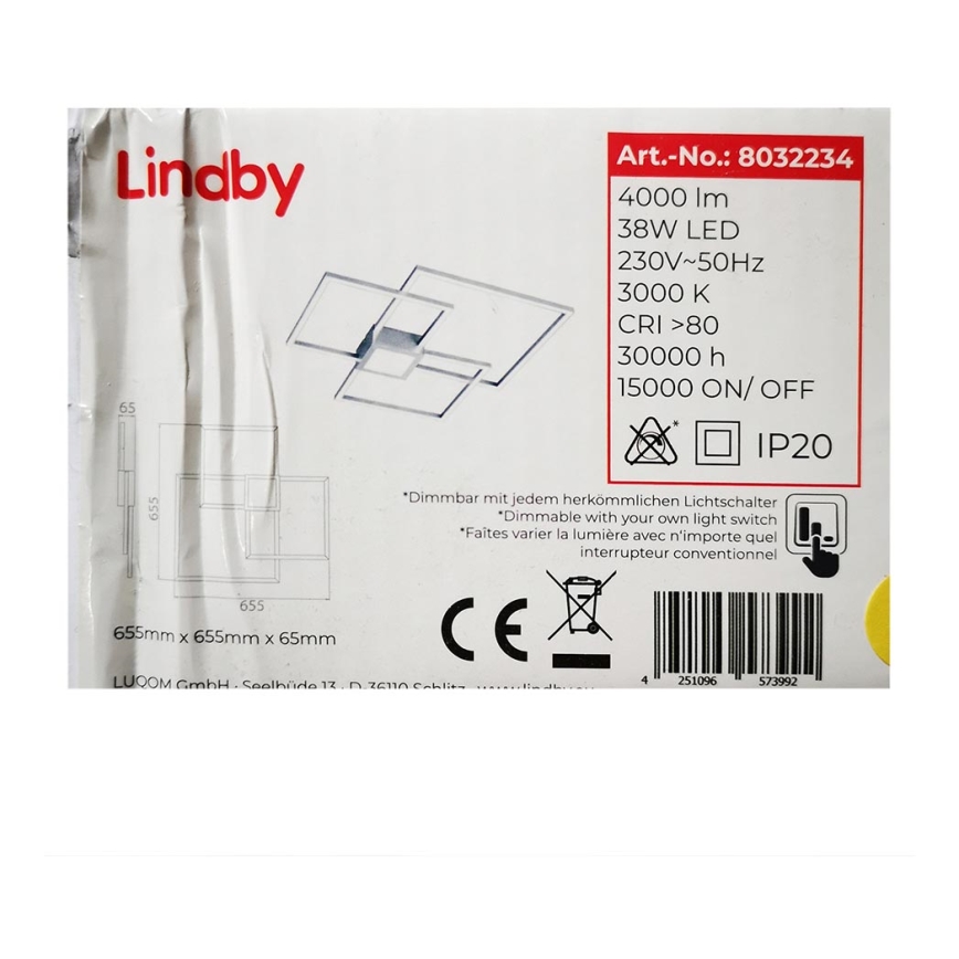 Lindby - LED Reguliuojamas ant pagrindo montuojamas sietynas DUETTO LED/38W/230V