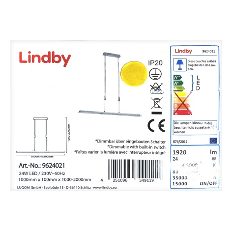 Lindby - LED Reguliuojamas pakabinamas sietynas SLADJA LED/24W/230V