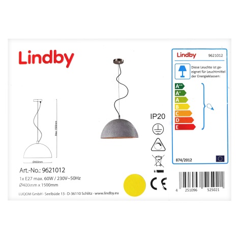 Lindby - LED RGBW Reguliuojamas pakabinamas sietynas CAROLLE 1xE27/10W/230V Wi-Fi Tuya
