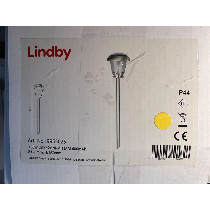 Lindby - LED Saulės lempa su jutikliu NELA LED/0,36W/2,4V 600 mAh IP44