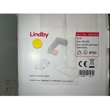 Lindby - LED Sieninis šviestuvas JULIKA 1xG9/5W/230V