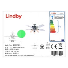 Lindby - Lubinis ventiliatorius su šviestuvas CEDRIK 5xE14/40W/230V