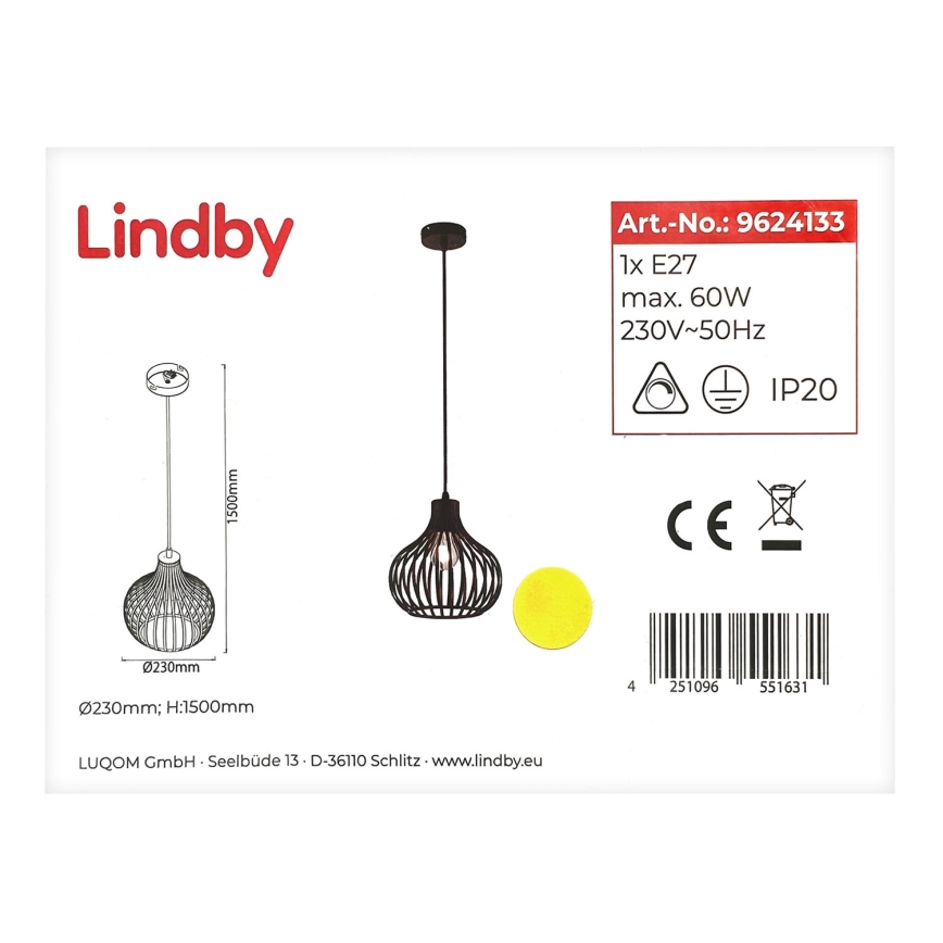 Lindby - Pakabinamas sietynas FRANCES 1xE27/60W/230V