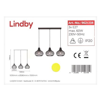 Lindby - Pakabinamas sietynas FRANCES 3xE27/60W/230V