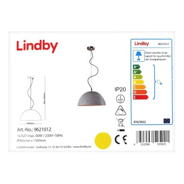 Lindby - Pakabinamas sietynas JELIN 1xE27/60W/230V