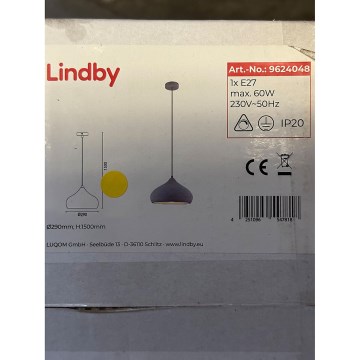 Lindby - Pakabinamas sietynas MORTON 1xE27/60W/230V betono