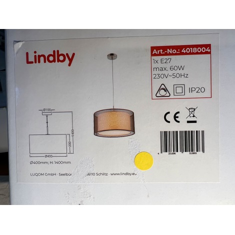 Lindby - Pakabinamas sietynas NICA 1xE27/60W/230V