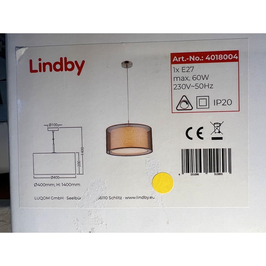 Lindby - Pakabinamas sietynas NICA 1xE27/60W/230V