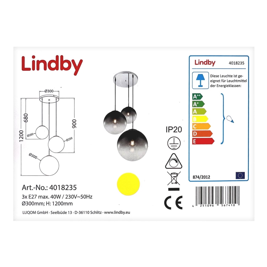 Lindby - Pakabinamas sietynas ROBYN 3xE27/40W/230V