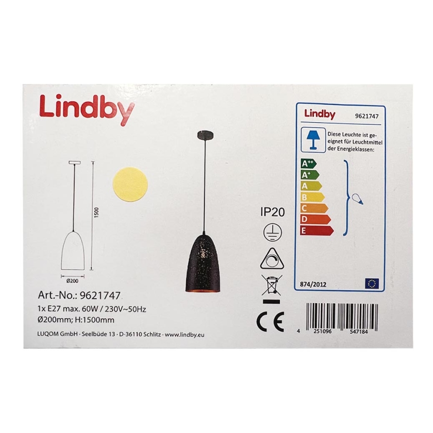 Lindby - Pakabinamas sietynas TOLA 1xE27/60W/230V