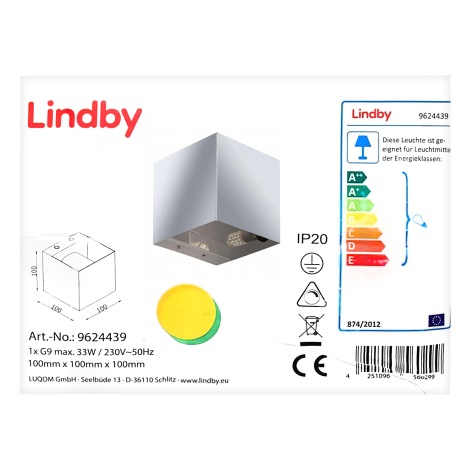 Lindby - Sieninis šviestuvas NEHLE 1xG9/33W/230V